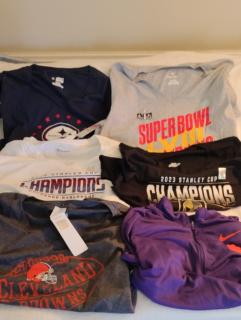 Nike Clemson NFL Steelers Browns Fanatics Chiefs NHL Shirt Bundle Women's S L XL
